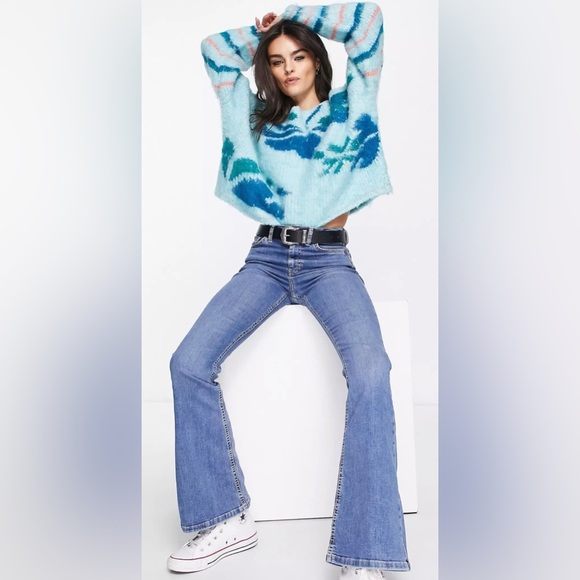 NWT Free People Lily Sweater Mosaic Sky Combo - Picture 5 of 5